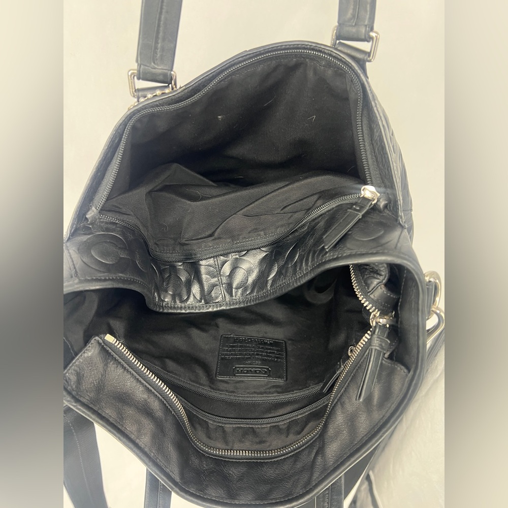 COACH Coach Op Art Leather Business Tote Bag Black Men's - Picture 10 of 14